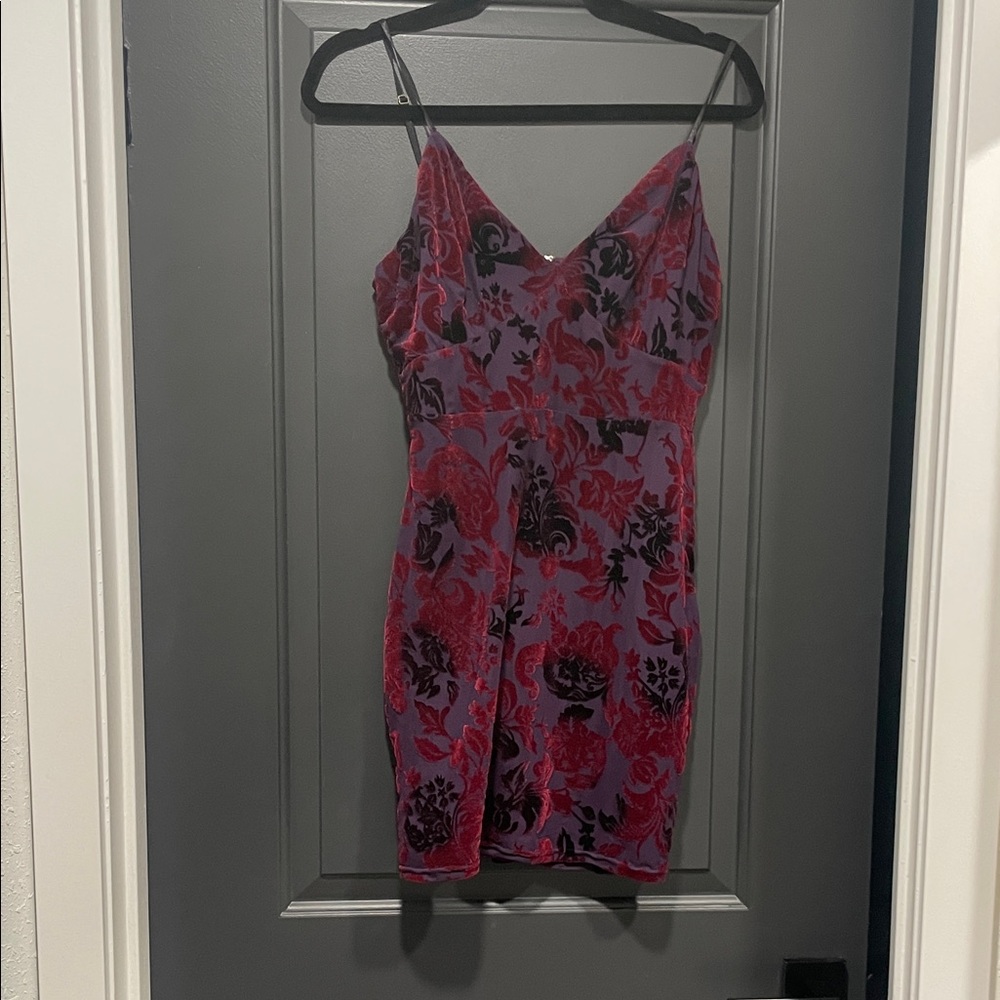 Privy Red and Black Floral Mini Dress